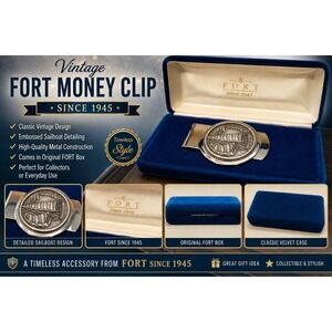 Fort Pewter Sailing Ship Money Clip Silver Tone Nautical Maritime Gift Boxed